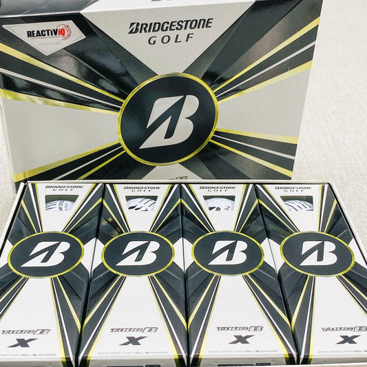 2022 Bridgestone Tour B-X (white) - 2 x dozen, brand new. Sunday Sticks logo.