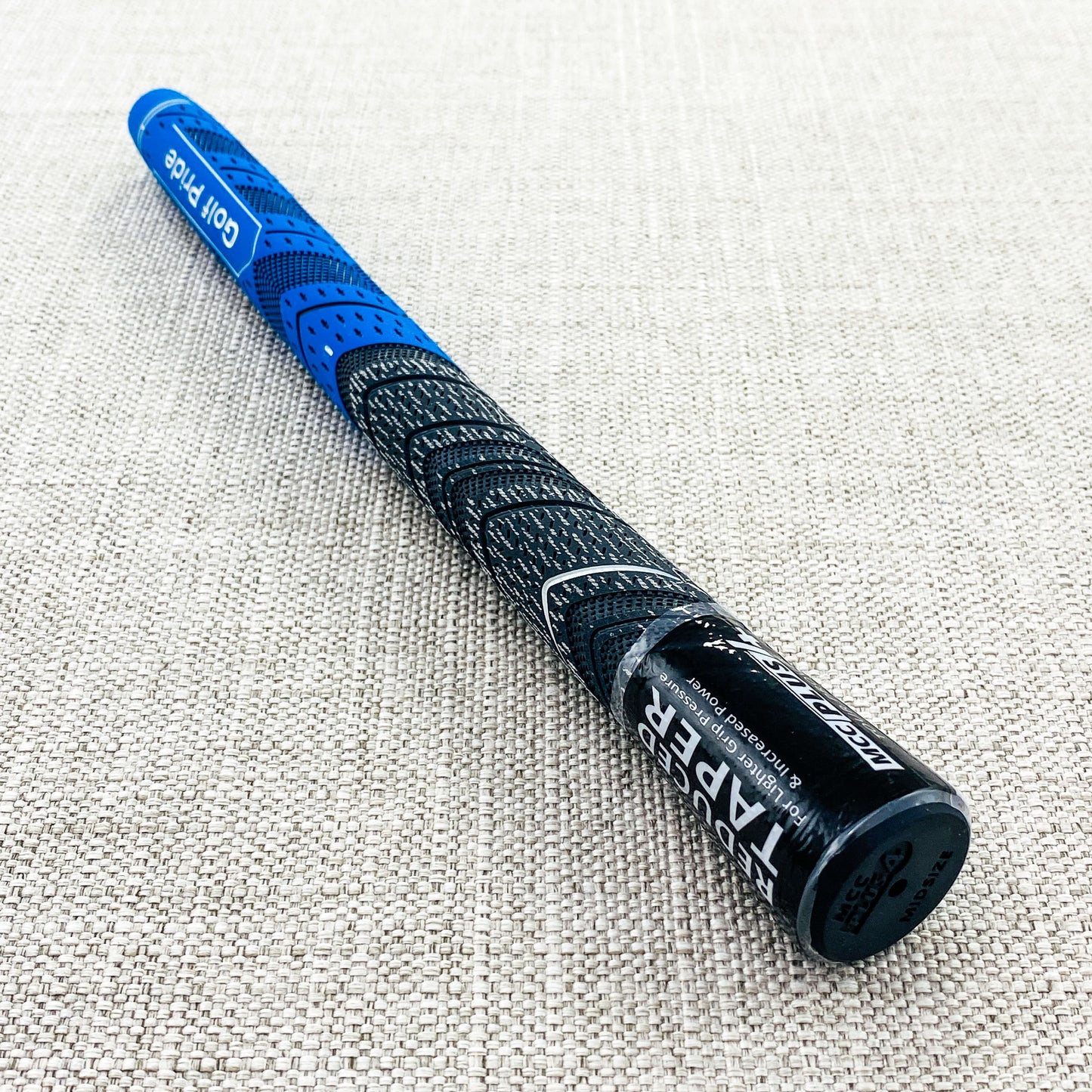 Golf Pride MCC +4 swing grip. Choice of size. Blue/Black - Price includes fitment.
