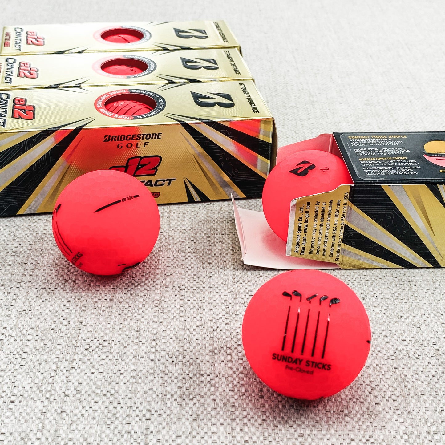 Bridgestone E12 Contact Golf Balls. Matte Red, 2 Dozen - Brand New