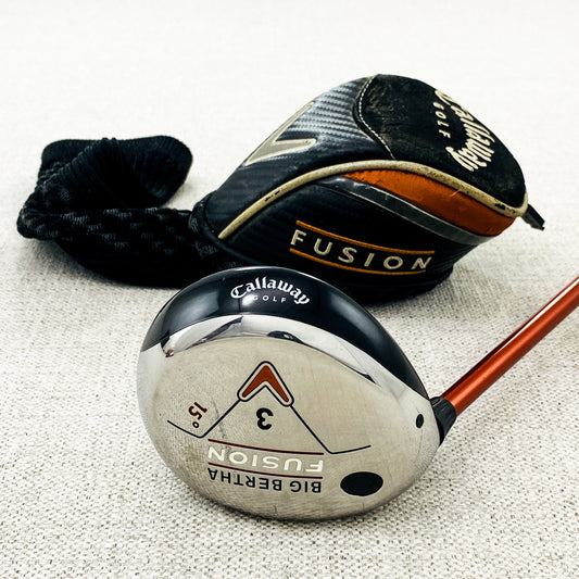 Callaway Big Bertha Fusion LEFT-HAND 3-Wood. 15 Degree, Regular Flex - Very Good Condition # 12385