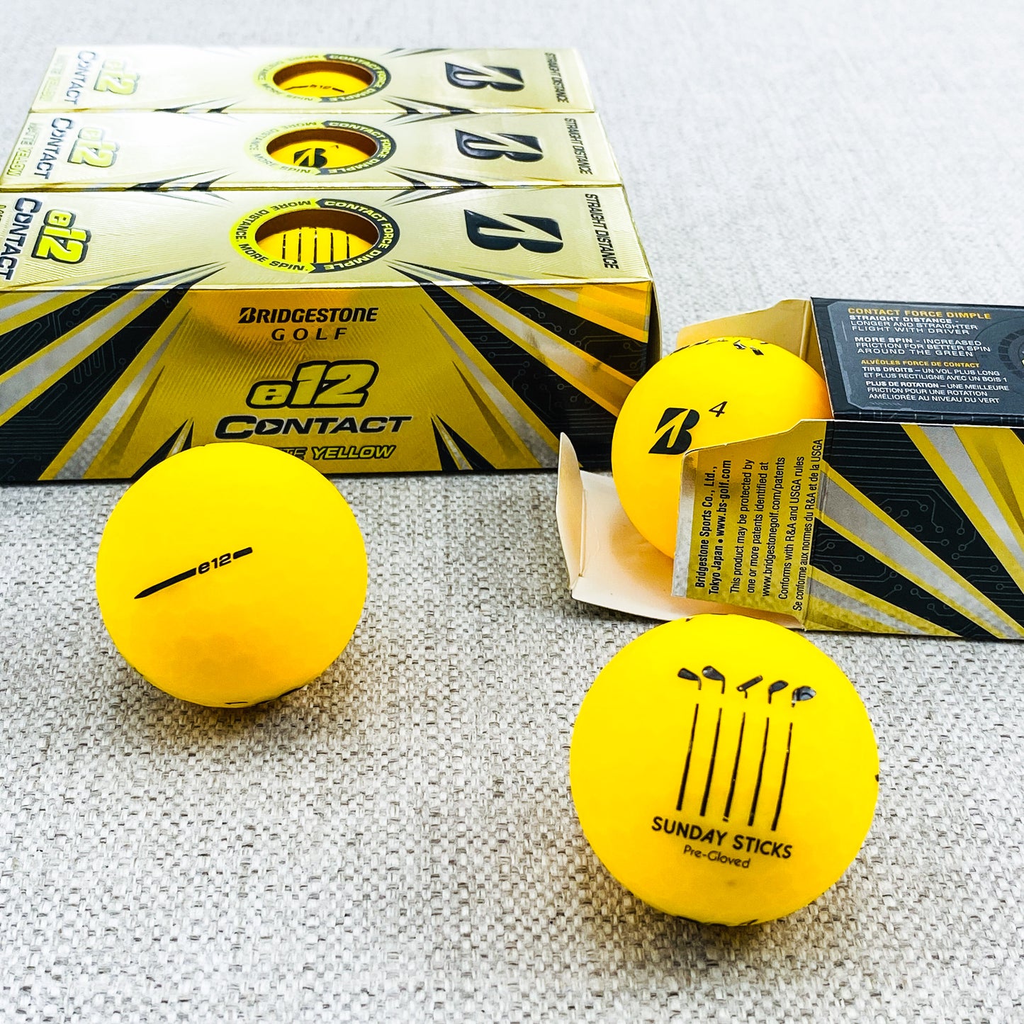 Bridgestone E12 Contact Golf Balls. Matte Yellow, 2 Dozen - Brand New