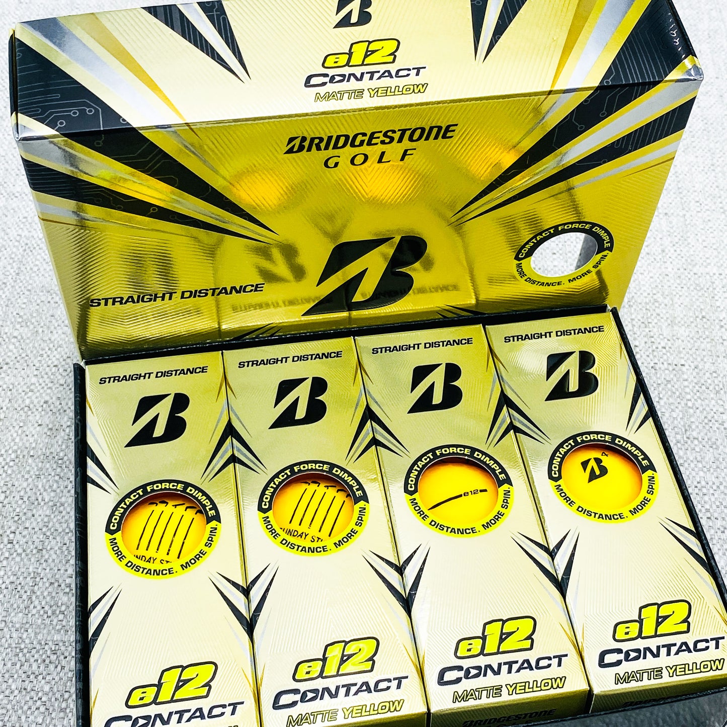 Bridgestone E12 Contact Golf Balls. Matte Yellow, 2 Dozen - Brand New